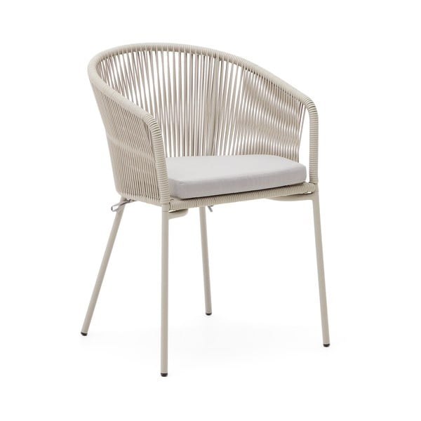 Krémová kovová/polstrovaná zahradní židle Yanet – Kave Home