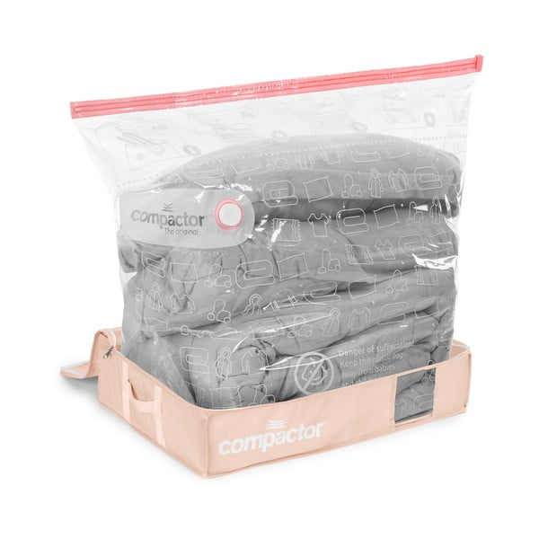 Vakuové plastové úložné boxy pod postel v sadě 3 ks 65x45x15,5 cm Pink Edition – Compactor-image-2