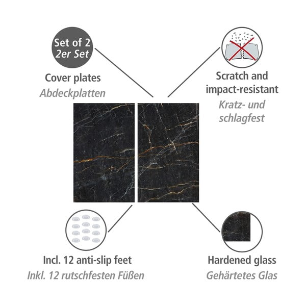 Kryty na sporák z tvrzeného skla v sadě 2 ks 52x30 cm Marble – Allstar-image-2
