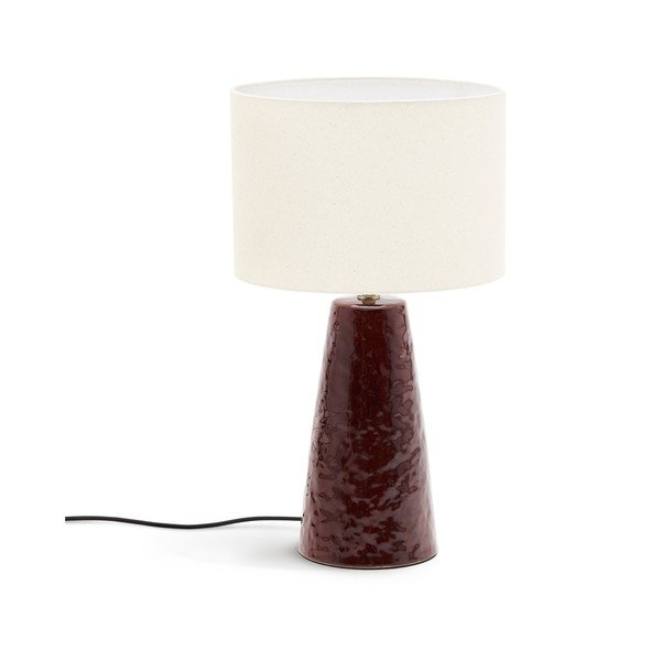 Červená/bílá stolní lampa s textilním stínidlem (výška 49 cm) Drava – Kave Home