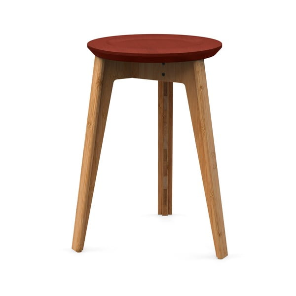 Bambusová stolička s červeným sedátkem z bukového dřeva We Do Wood Button