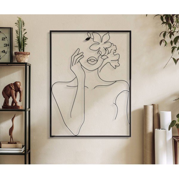 Kovová nástěnná dekorace 60x80 cm Woman with Flowers – Mauro Ferretti-image-1