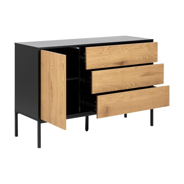Nízká komoda v dekoru dubu v černo-přírodní barvě 120x82 cm Seaford – Actona-image-3