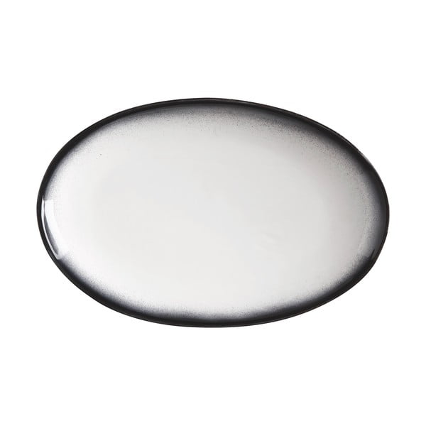 Bílo-černý keramický oválný talíř Maxwell & Williams Caviar, 25 x 16 cm