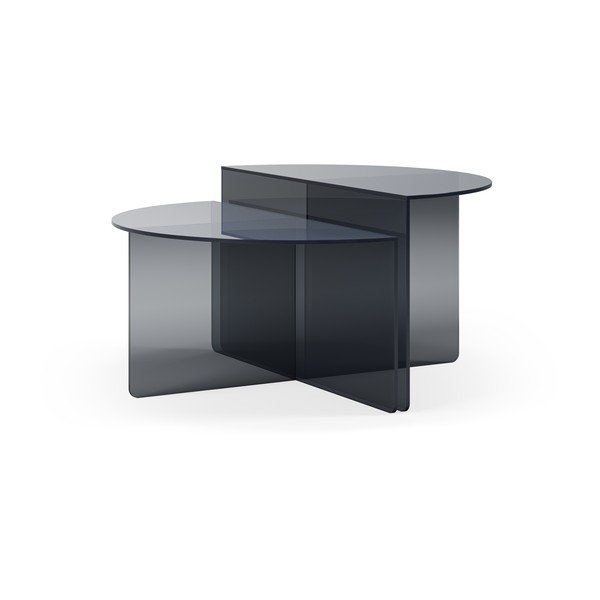 Šedé skleněné kulaté konferenční stolky v sadě 2 ks ø 80 cm Velta – MOME