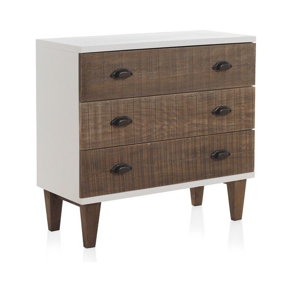 Bílá komoda se 3 zásuvkami Geese Rustic