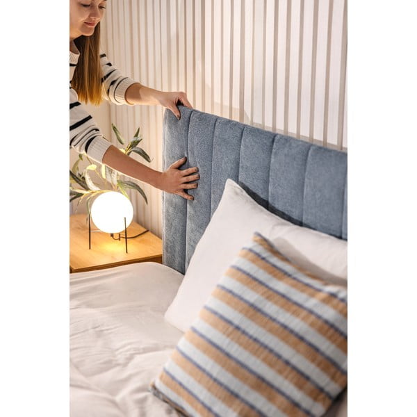 Modrá čalouněná dvoulůžková postel s úložným prostorem s roštem 160x200 cm Myra Slim Line – Bonami Selection-image-3