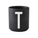 Černý porcelánový hrnek Design Letters Alphabet T, 250 ml