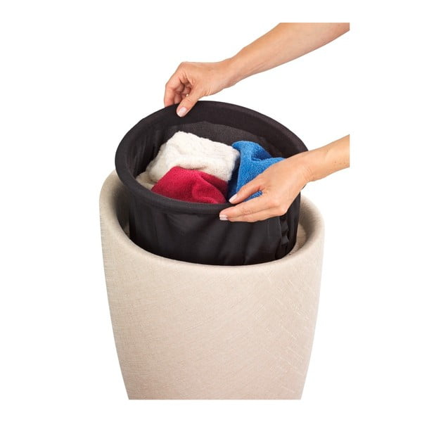 Béžový koš na prádlo a taburetka v jednom Wenko Linen Look-image-1