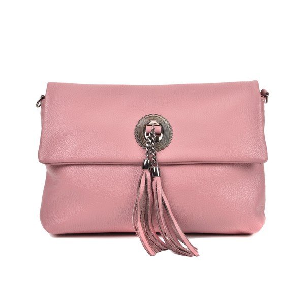 Růžová kožená kabelka crossbody Roberta M Elisa