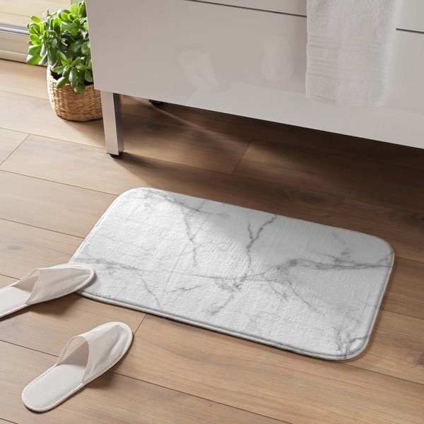 Bílá/šedá textilní koupelnová předložka 45x75 cm Marbre – douceur d'intérieur-image-1