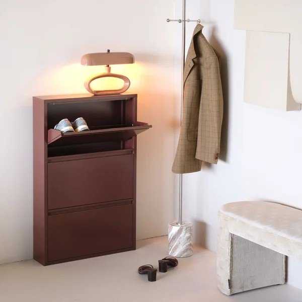 Vínový kovový výklopný botník 66x103x16 cm Sabine – WOOOD-image-2