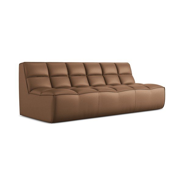 Hnědý modul pohovky z imitace kůže Kalai – Makamii-image-1