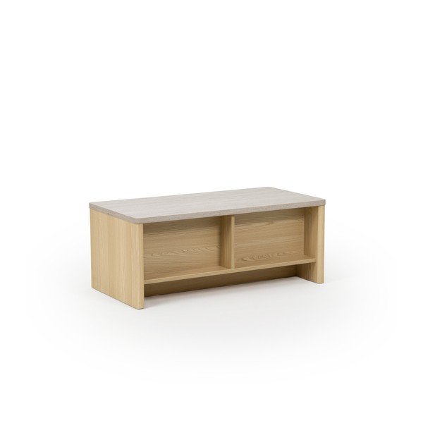 Bílý/ve světle přírodní barvě konferenční stolek v dekoru dubu 40x100 cm Dore – Marckeric-image-3