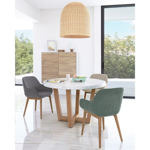 Zelené čalouněné jídelní křeslo s područkami Konna – Kave Home-image-1