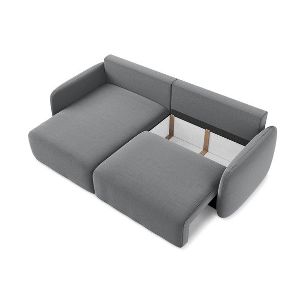 Šedá sametová rozkládací/s úložným prostorem rohová pohovka (levý roh/s lenoškou) Kalena – Makamii-image-4