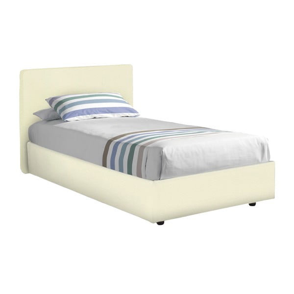Béžová jednolůžková postel s úložným prostorem, matrací a potahem z koženky 13Casa Ninfea, 80 x 190 cm