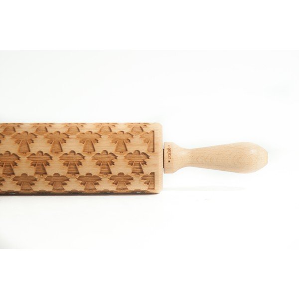 Dřevěný vánoční embosovaný váleček na těsto Valek Angel-image-1