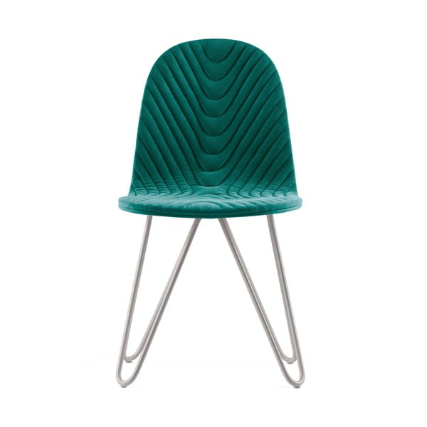Tyrkysová židle s kovovými nohami Iker Mannequin X Wave
