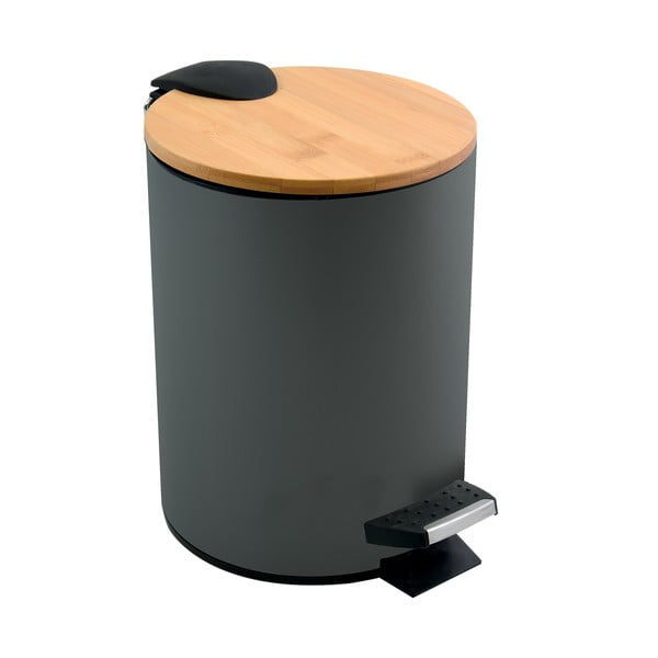 Tmavě šedý nášlapný ocelový odpadkový koš 5 l   Adonis – Spirella