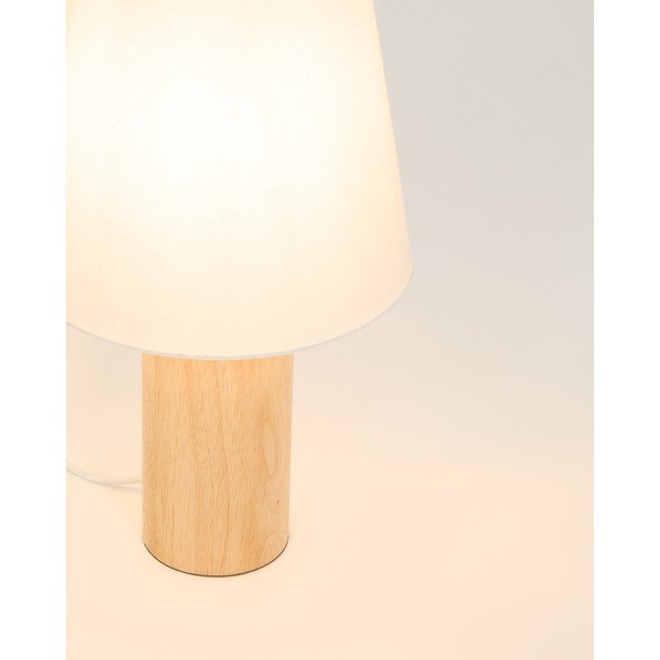 Bílá/v přírodní barvě stolní lampa z kaučukového dřeva s textilním stínidlem (výška 49,5 cm) Marga – Kave Home-image-3
