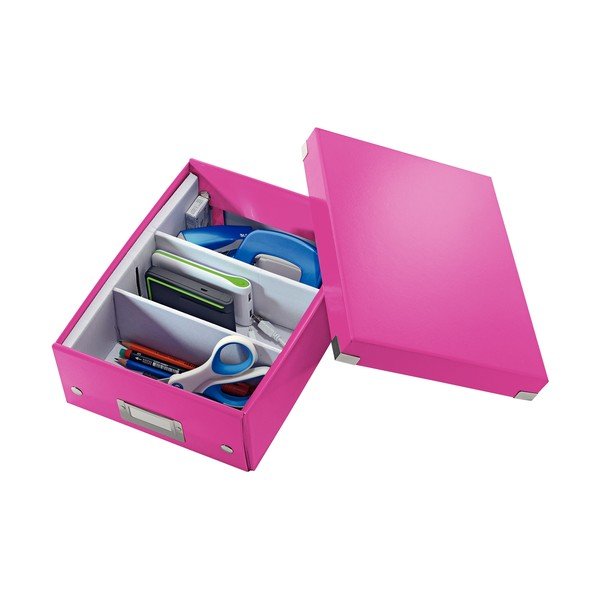 Růžový kartonový úložný box s víkem Click&Store - Leitz-image-3
