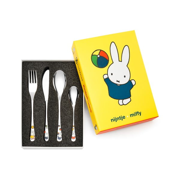 Nerezový dětský příbor ve stříbrné barvě 4 ks Miffy – Zilverstad
