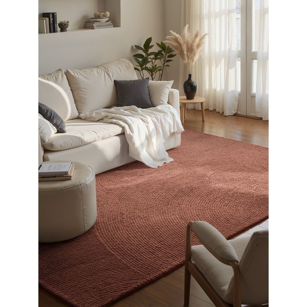 Ručně tkaný vlněný koberec v terakotové barvě 160x230 cm Calmio – Hanse Home-image-1