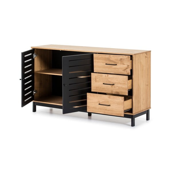 Komoda s dřevěnou konstrukcí a černými detaily Marckeric Alessia, šířka 141 cm-image-4