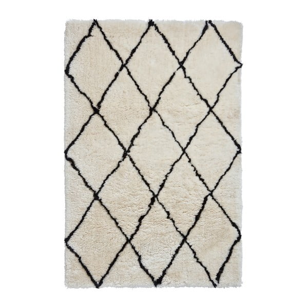 Krémově bílý koberec s černými detaily Think Rugs Morocco, 150 x 230 cm