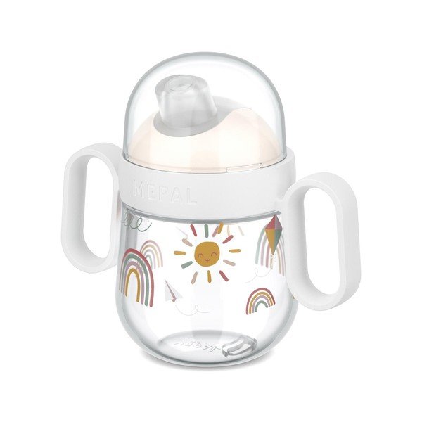 Béžový plastový dětský hrnek 200 ml Sunshine & Rainbow – Mepal