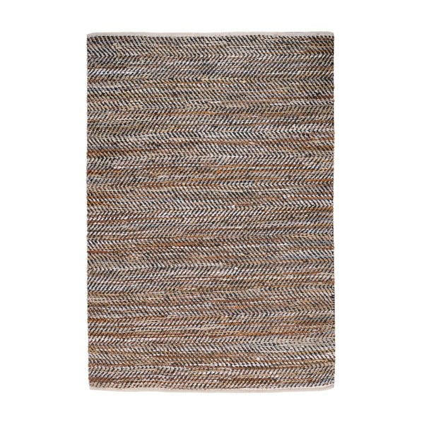 Denimový koberec propletený kůží Atlas Beige/Chestnut, 160x230 cm
