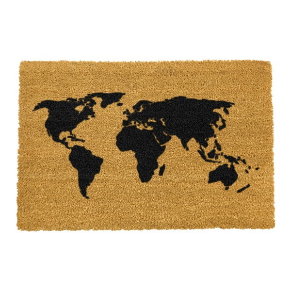 Rohožka z přírodního kokosového vlákna Artsy Doormats World Map, 40 x 60 cm
