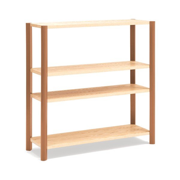 Regál v dekoru dubu v cihlové barvě/ve světle přírodní barvě 126x128x43 cm Bona – Teulat-image-2