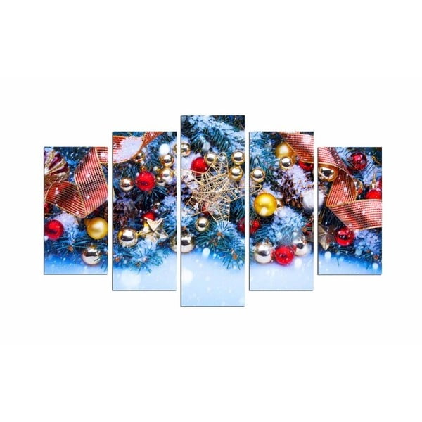 Pětidílný obraz Christmas Bells With Snow, 110x60 cm