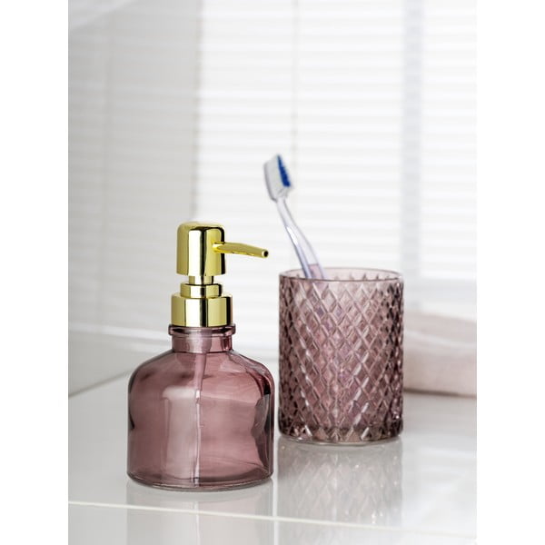 Tmavě růžový skleněný kelímek na zubní kartáčky Atessa – Wenko-image-2