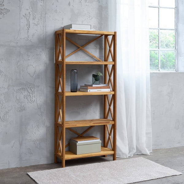 Regál z dubového dřeva v přírodní barvě 70x161 cm X-Shelf – Unique Furniture-image-1