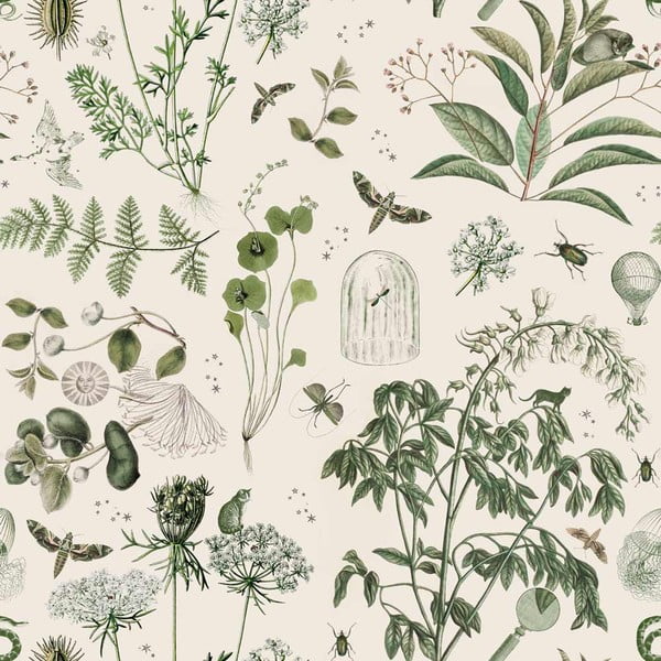 Tapeta z netkané textilie 100 cm x 280 cm Green Botanical Stories – Dekornik