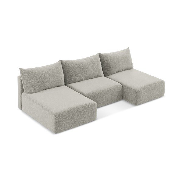 Světle šedá rozkládací/s úložným prostorem rohová pohovka Kalena – Makamii-image-2