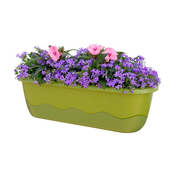 Zelený samozavlažovací truhlík Plastia Mareta, délka 80 cm-image-1