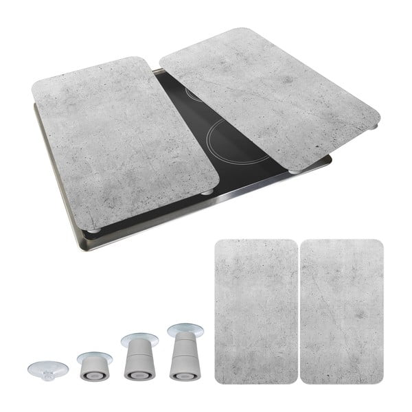 Sada 2 šedých skleněných krytů na sporák Wenko Universal-image-2