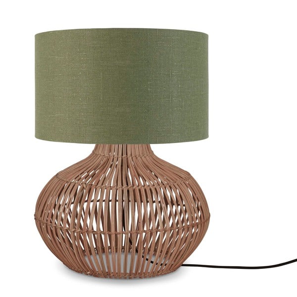 Stolní lampa s textilním stínidlem v zeleno-přírodní barvě (výška 48 cm) Kalahari – Good&Mojo