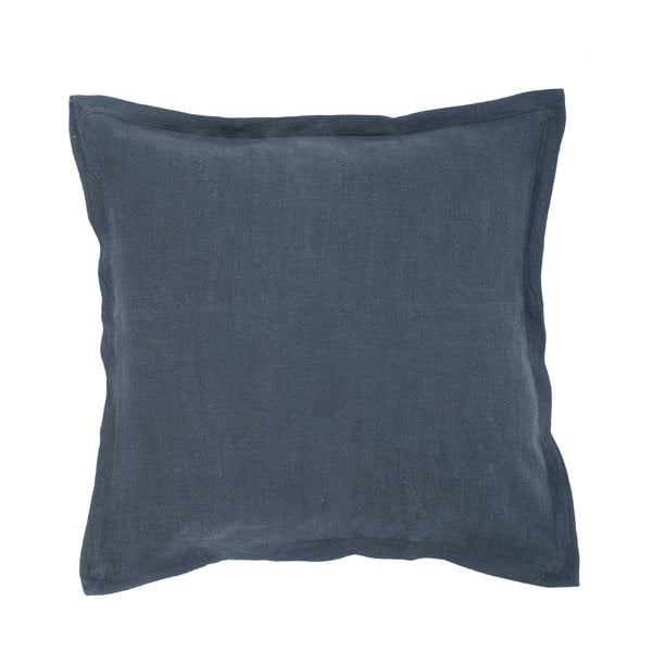 Tmavě modrý polštář s příměsí lnu Tiseco Home Studio, 45 x 45 cm