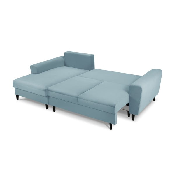 Světle modrá manšestrová rozkládací/s úložným prostorem rohová pohovka (levý roh/s lenoškou) Kyoto – Cosmopolitan Design-image-2