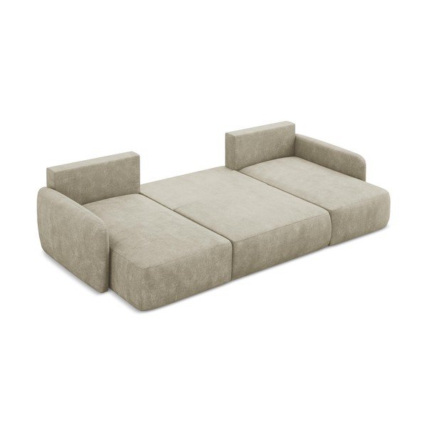 Béžová žinylková rozkládací/s úložným prostorem rohová pohovka (do "U") Lilo – Makamii-image-4