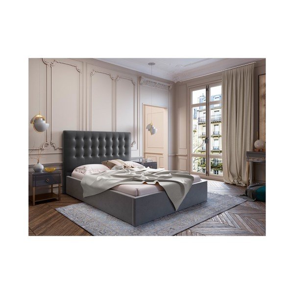 Tmavě šedé čelo postele se sametovým potahem Windsor & Co Sofas Athena, 180 x 120 cm-image-3