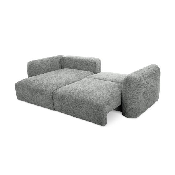 Šedá žinylková rozkládací/s úložným prostorem rohová pohovka (levý roh/s lenoškou) Mele – Makamii-image-2