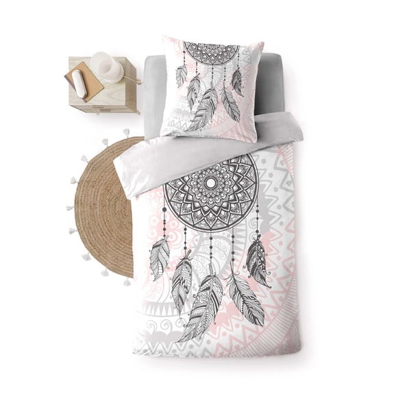 Bílo-růžové bavlněné povlečení na jednolůžko 140x200 cm Namaste – douceur d'intérieur-image-2