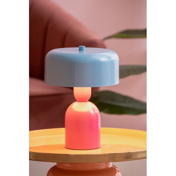Modrá/růžová kovová stolní lampa (výška 24 cm) Double Funky – Leitmotiv-image-1