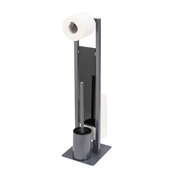 Šedý stojan na toaletní papír s WC kartáčem Wenko Rivalta-image-2